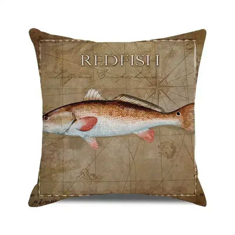 Ocean breeze and small fish pattern Double-sided Printed pillow cover Short plush Suitable living room sofas throw cushion cover