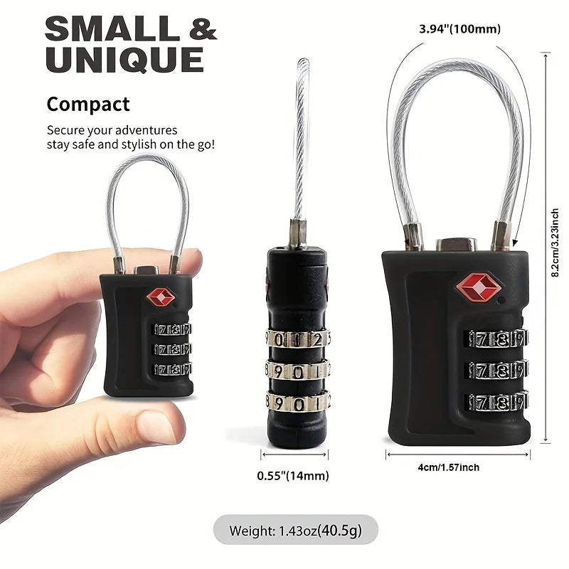 3 Digit Padlock TSA Customs Code Lock for Travel Luggage Password Changeable Password