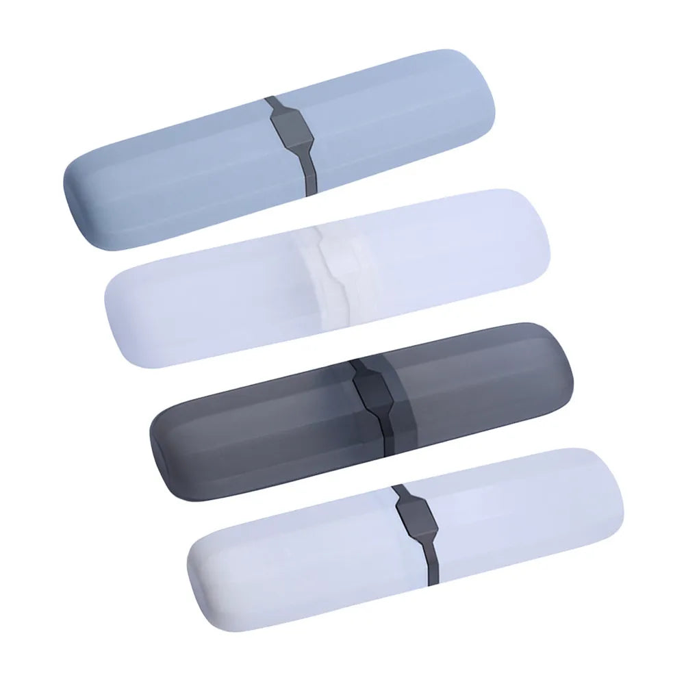 4Pcs Portable Toothbrush Case Travel Brush Box Plastic Storage Holder Toothbrush Protective Cover Outdoor Home Use White Gray