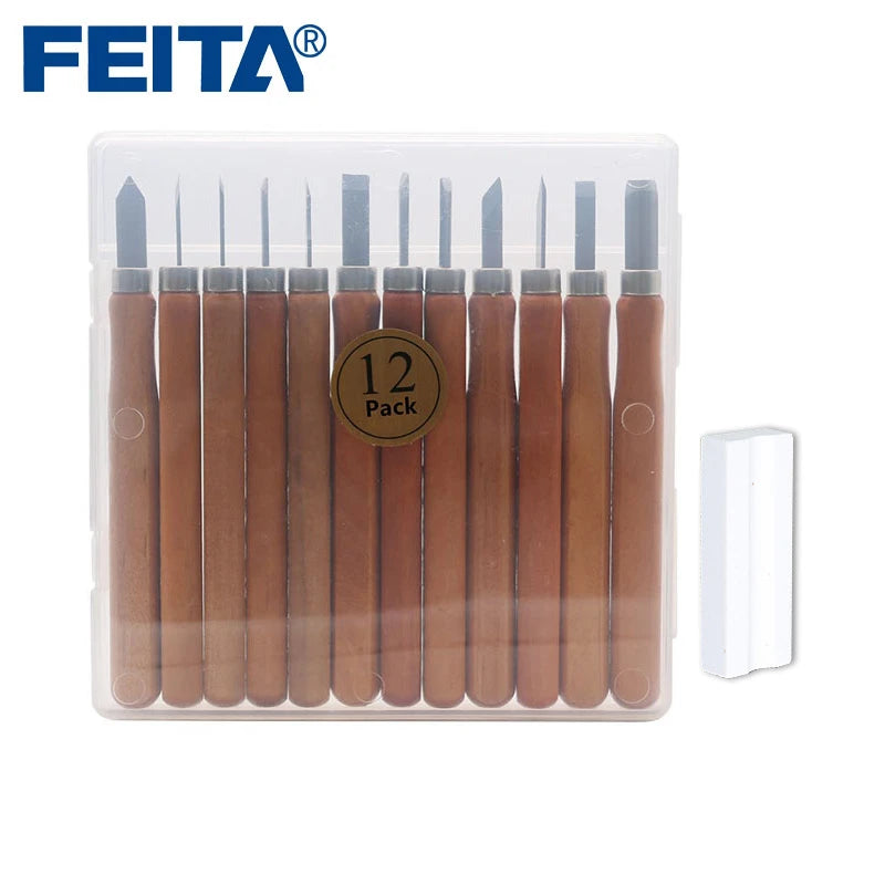 FEITA Professional Woodworking Wood Carving Chisel Knife Sculpting Knife Kit for Beginners & Professions DIY Crafts Gouges