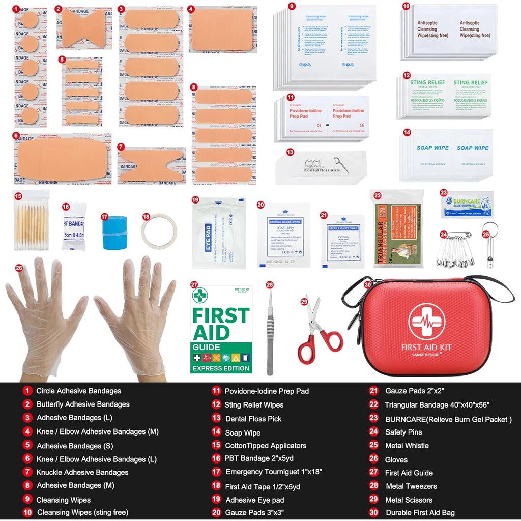 150 Piece Mini First Aid Kit Small Waterproof Hard Shell Medical Kit for Home Car Travel Camping Truck Hiking Sports Office