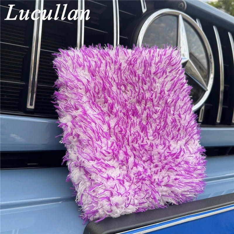 Lucullan Purple NO LOGO Car Wash Pad No Cuff With Opening On One Side to Become Mitt