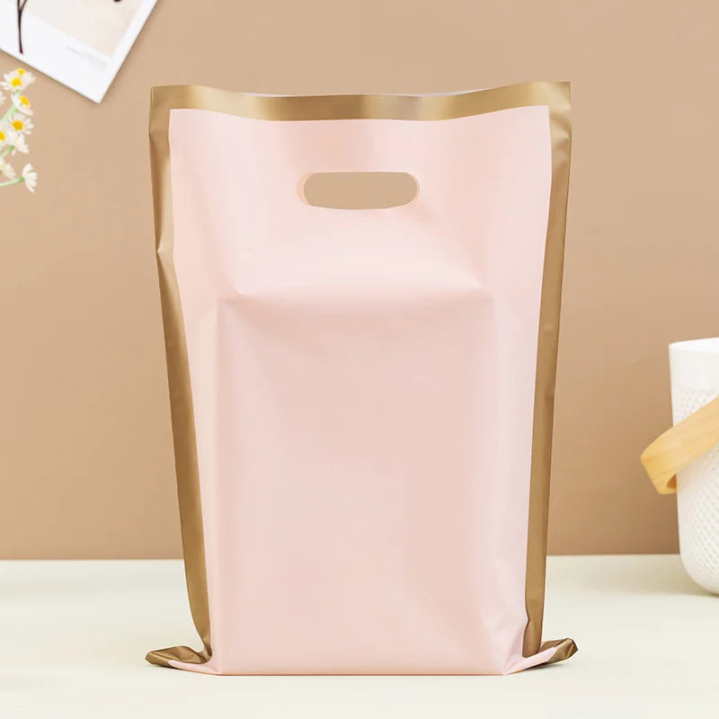 50pcs Customized Logo Colorful Shopping Bags with Handles Plastic Gift Bags for Business Clients Printed Logo Plastic Bags