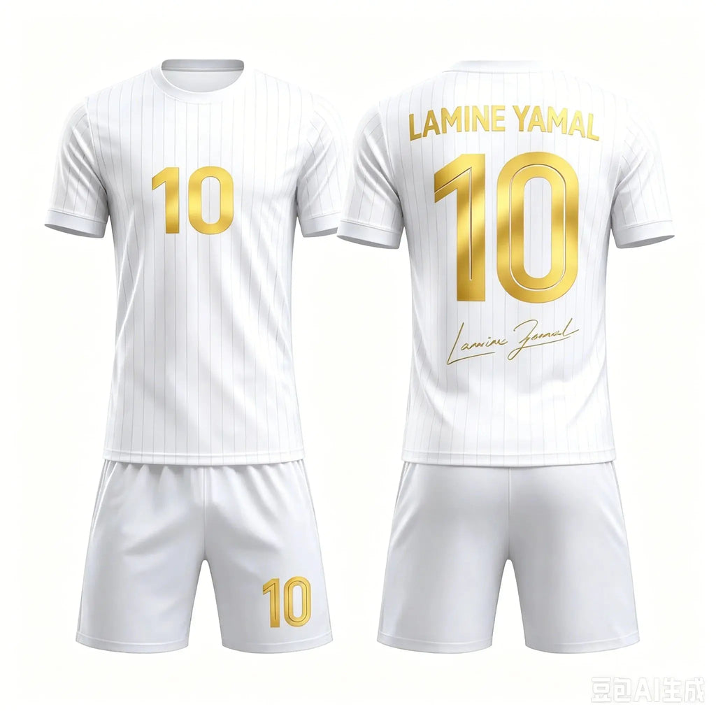 Fashion New Yamal No.10 3D Breathable Football Summer Children's Adult T-shirt Shorts Loose Set Parent Child Clothing
