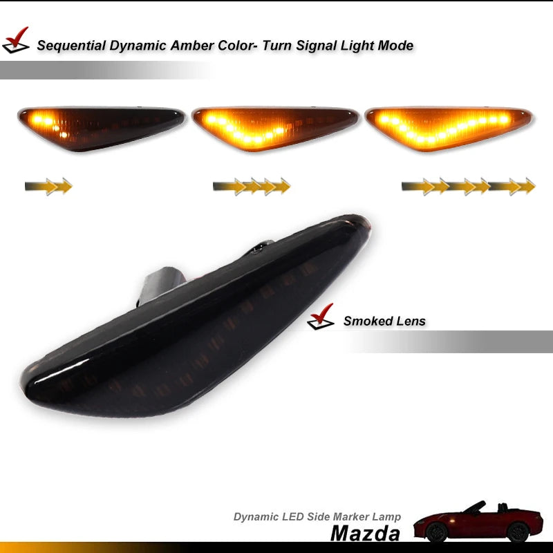For Mazda 6 Atenza Mazda5 Premacy MX-5 RX-8 Nissan Lafesta Fiat 124 Spider LED Side Marker Lamp Amber Side Fender Turn Signal