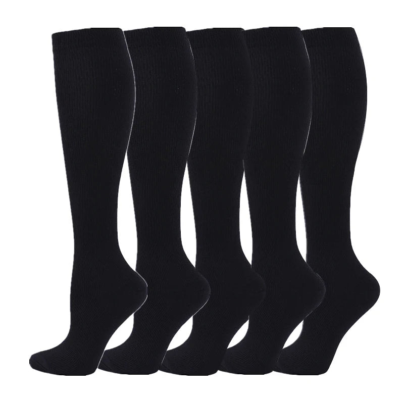 5 Pairs Compression Socks Women Medical Varicose Socks Diabetes Nurse Sports Socks Running Bicycle Basketball Football 20-30mmgh