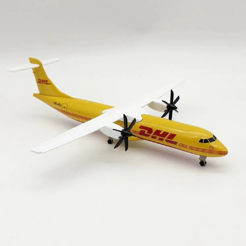 20cm Miniature Airplane Model DHL Airlines ATR Metal Scale Aircraft Souvenir Plane With Wheels Hobby Collection Gift