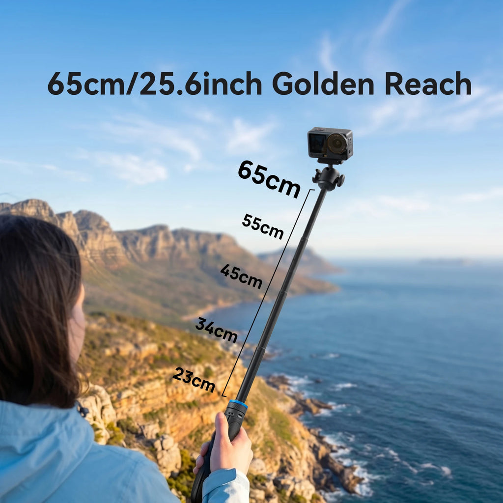 TELESIN Mini Quick Open Selfie Stick Tripod Aluminum alloy Stand for DJI Osmo GoPro Insta360 Action Camera Hand Grip Stand
