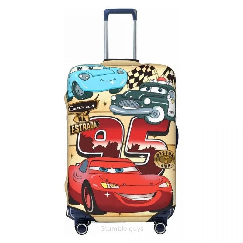 Stylish Car Printed Luggage Cover High Elasticity Fits 18-32 Inch Suitcases Dust Resistant Washable Anti-Scratch Travel Cover