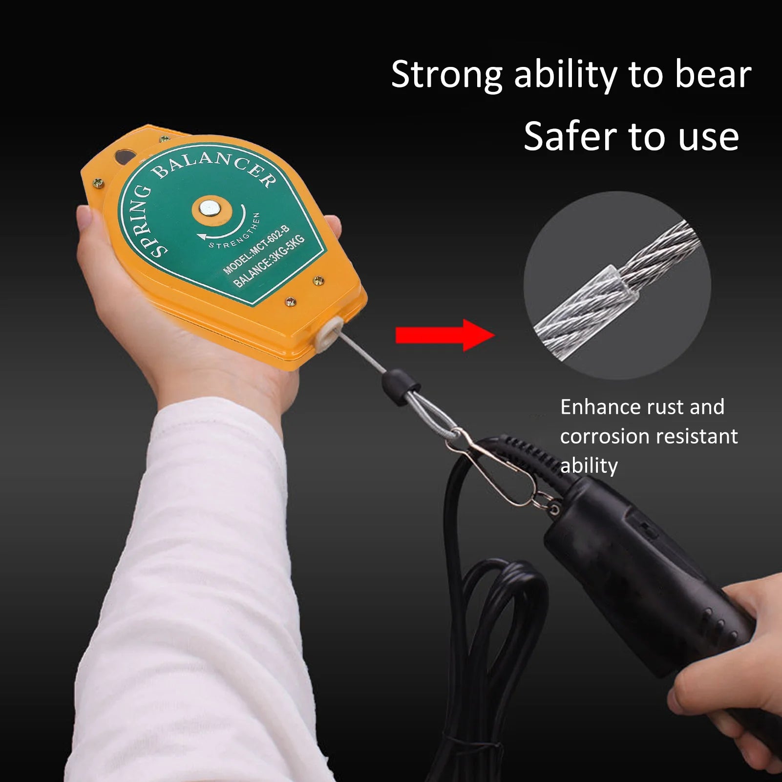 Spring Balancer 3 to 5Kg Load Bearing Retractable Tool Fixture Holder Hanging with Fittings Air Tool Parts Accessories