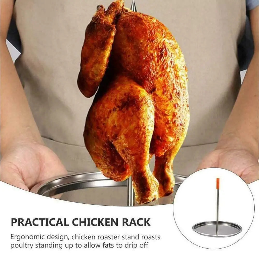 New Removable Handle Meat Roast Barbecue Meat Rack Spike Poultry Hanger Grilled Chicken Rack Vertical Skewer Barbecue