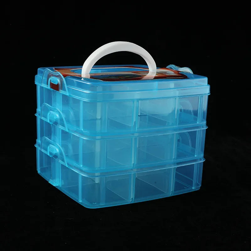 Storage Box  3 Layers 18 Compartments Plastic Clear Organizer Multifunction Empty Box Sewing Tools Jewelry Container