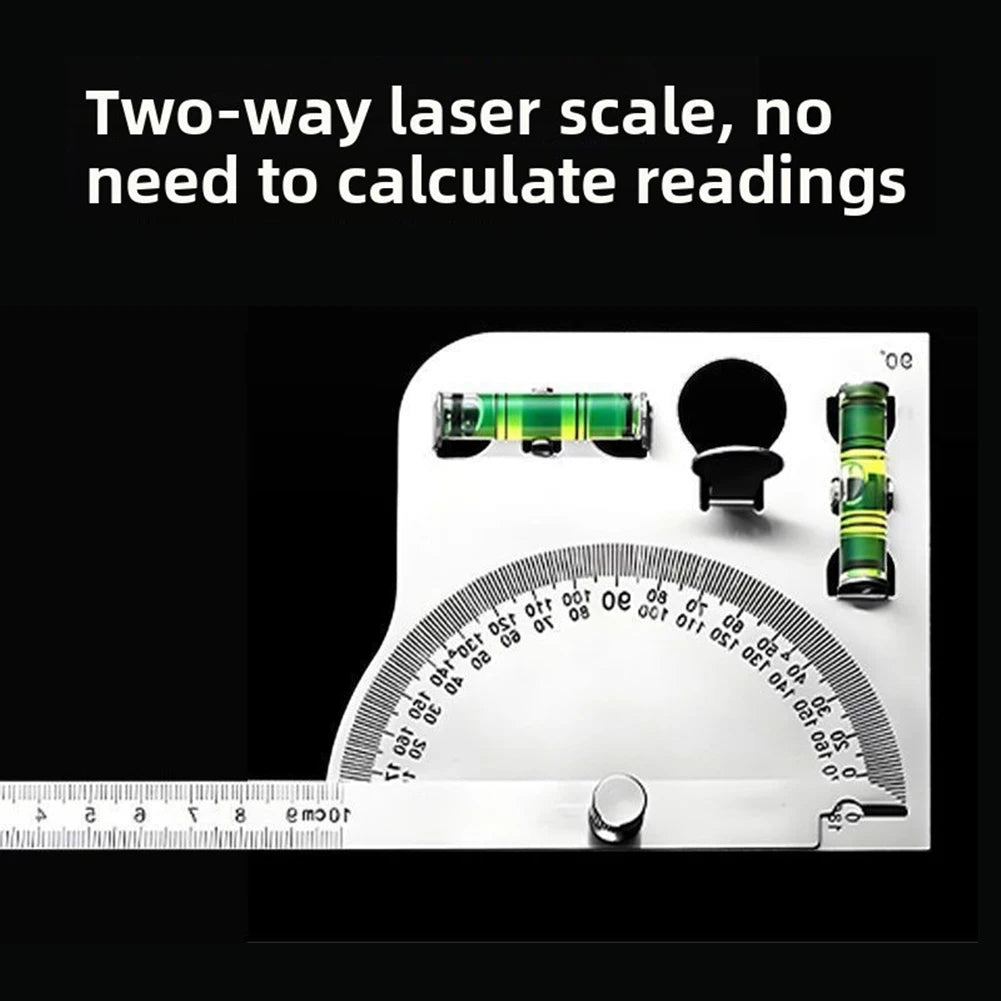 Multi-Function Stainless Steel Angle Measuring Tool Combining Protractor Level and Straightedge for Workshop Use