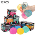 12pcs/Box TPR Maltose 4-Color Grass Ball Squishy Toy Set, Slow Rising Stress Relief Decompression Fidget Blind Box