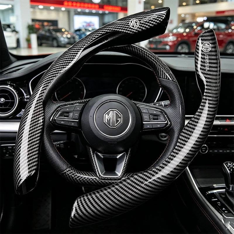 For MG ZS MG5 GS HS GT ZST MG3 MG6 MG7 Hector EZS MG3SW EZS-Pure Pilot Accessories Car Carbon Fiber Texture Steering Wheel Cover