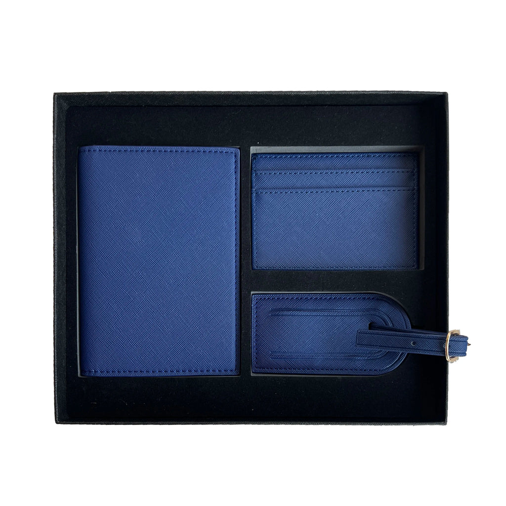Free Custom Name Initial Gift Box Set Crocodile Leather Passport Cover  Luggage Tag Cardholder Travel Accessories