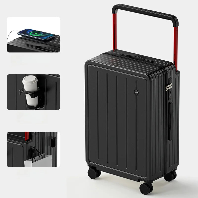 2025 New Wide Handle Luggage Small Carry-On Suitcase 20 Inch Travel Bag for Men And Women with Password Lock Trendy Polyester...