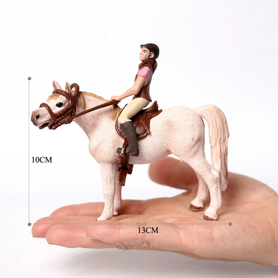 Realistic Equestrian Rider Horse with Saddle and Bridle Riding Playset Model Figures Decoration Educational Toys for Kids