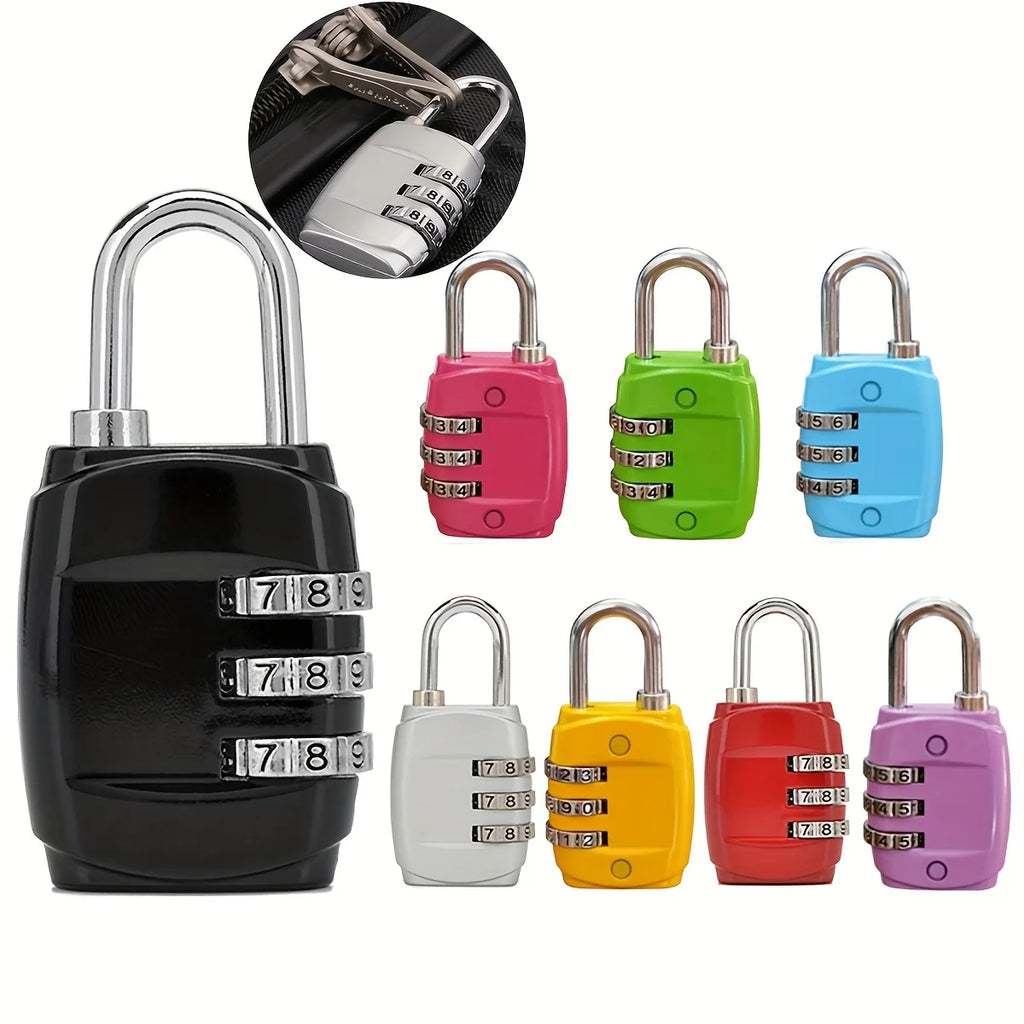 Mini Zinc Alloy 3-Digit Combination Padlock in Multi Colors, Security Password Lock for Luggage Suitcase Backpack Drawer Cabinet