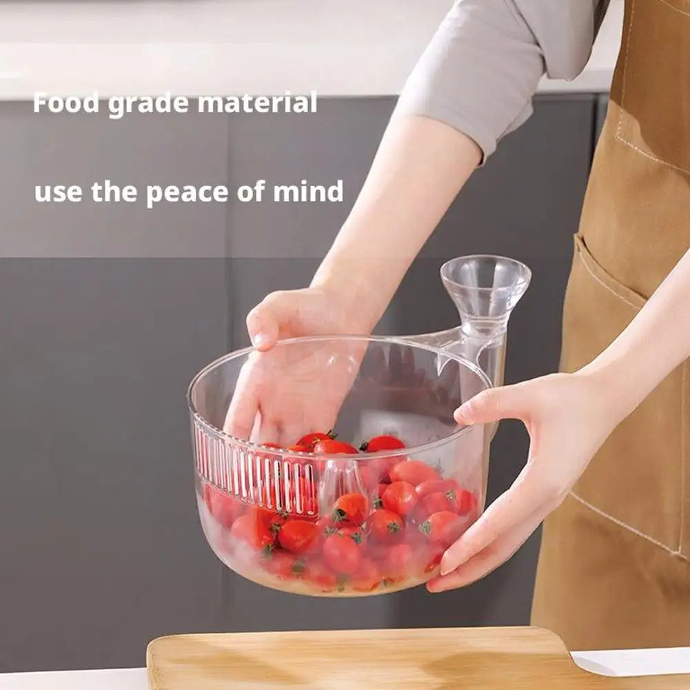 Automatic Washer Bowl Portable Fruit Cleaner With Strainer Fast Draining Kitchen Colander Rinser Fruit Wash Basket Berries Wash