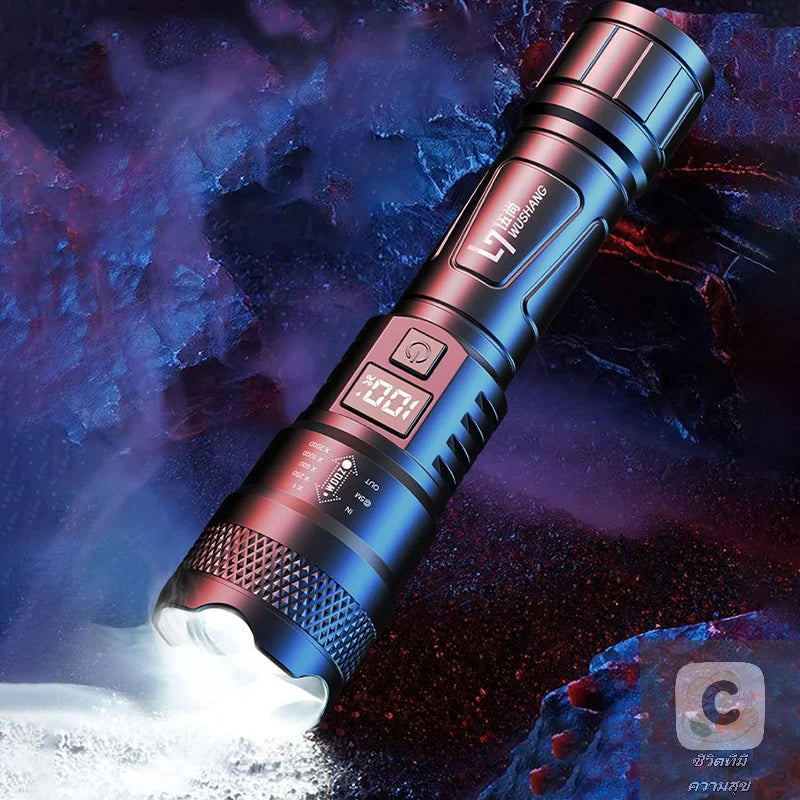 LED 18650 Flashlight Waterproof Camping Hiking Emergency Survival Lamp USB Rechargeable High Power Telescopic Zoom Flashlights