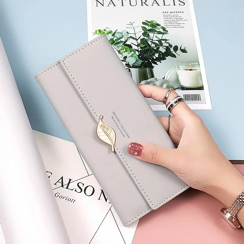 Wallet Lady 2026 New Season Best-selling Large Capacity Women's Long-Style Wallet Fresh and Cute Leaf Card Bag Handbag for Women