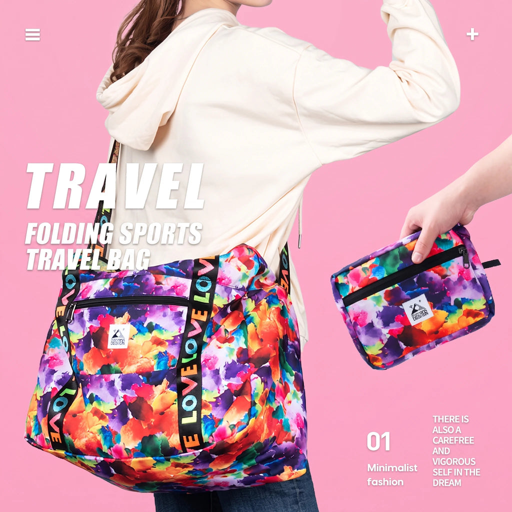 Women's travel bag, large capacity, lightweight portable travel luggage bag short-distance bag, foldable storage shopping bag