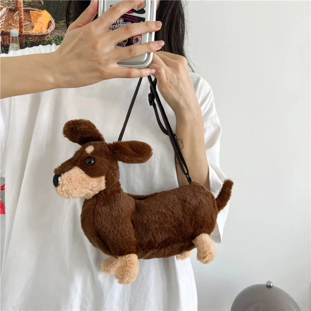 Cartoon Bag Plush Cute Puppy New Shoulder Bag  Cute Plush Crossbody Bag Women Children's Bag