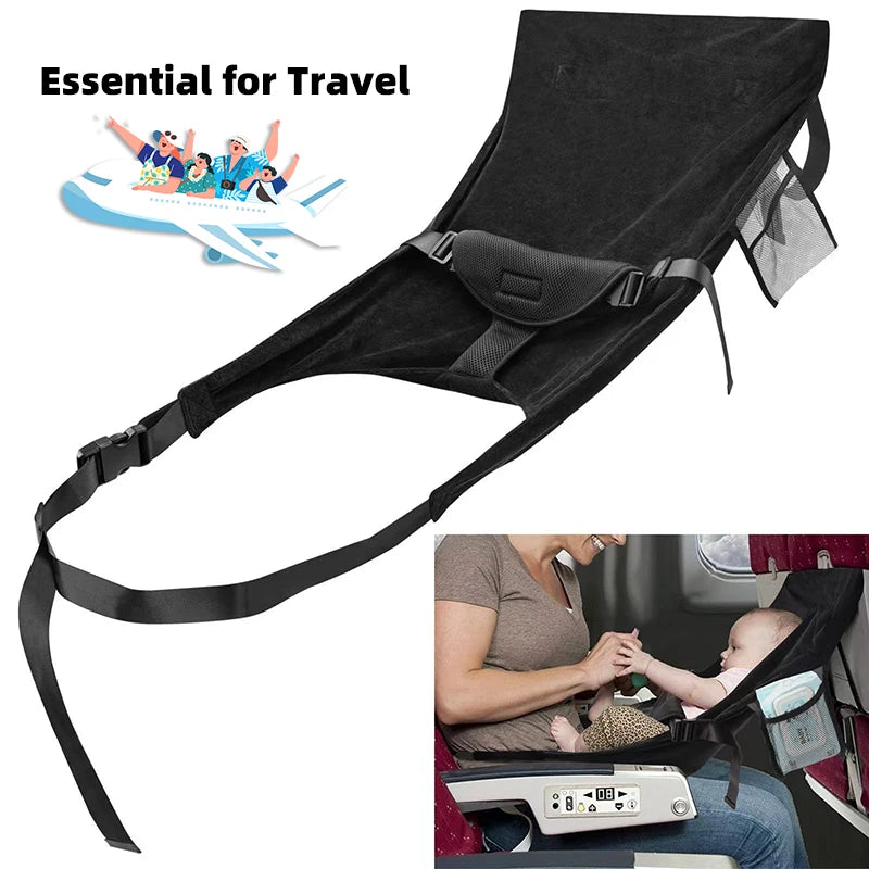 Travel Airplane Bed For Baby Pedals Bed Kids Airplane Seat Extender with Side Pocket Portable Foot Rest Hammock Car Sleep Crib