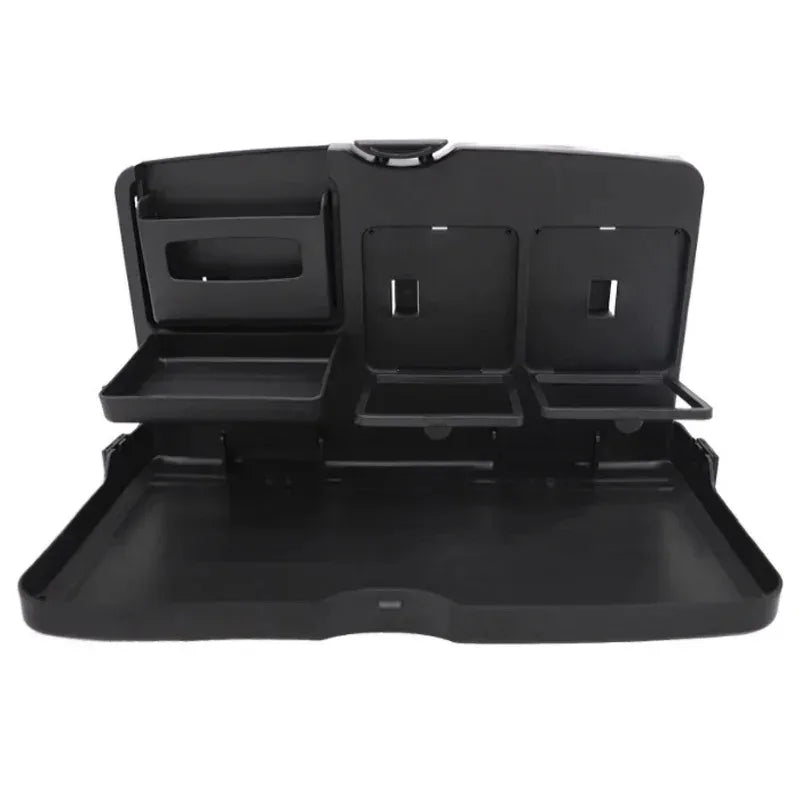 Car Back Seat Foldable Dining Table - Large Capacity Vehicle Food Tray with Cup Holders Thickened Material Stable Auto Accessory