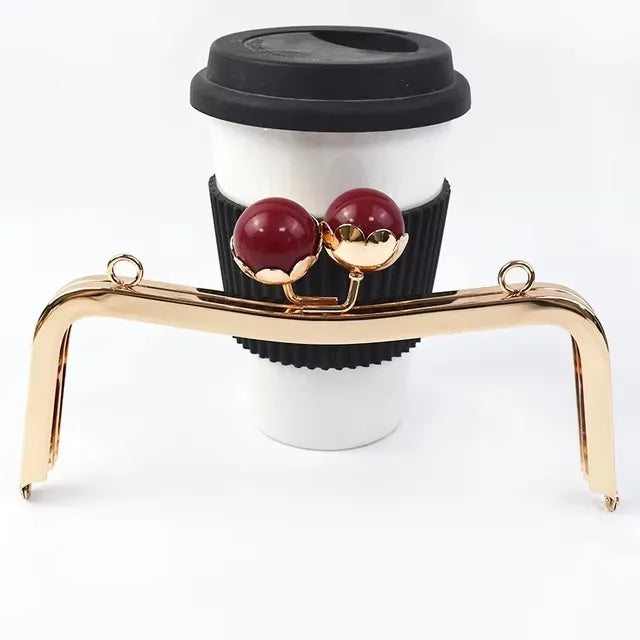 1/2/3Pcs 20cm Metal Bag Handle Retro Pearl Kiss Clasp Lock Buckle Purse Frame DIY Sewing Handbag Brackets Hardware Accessories