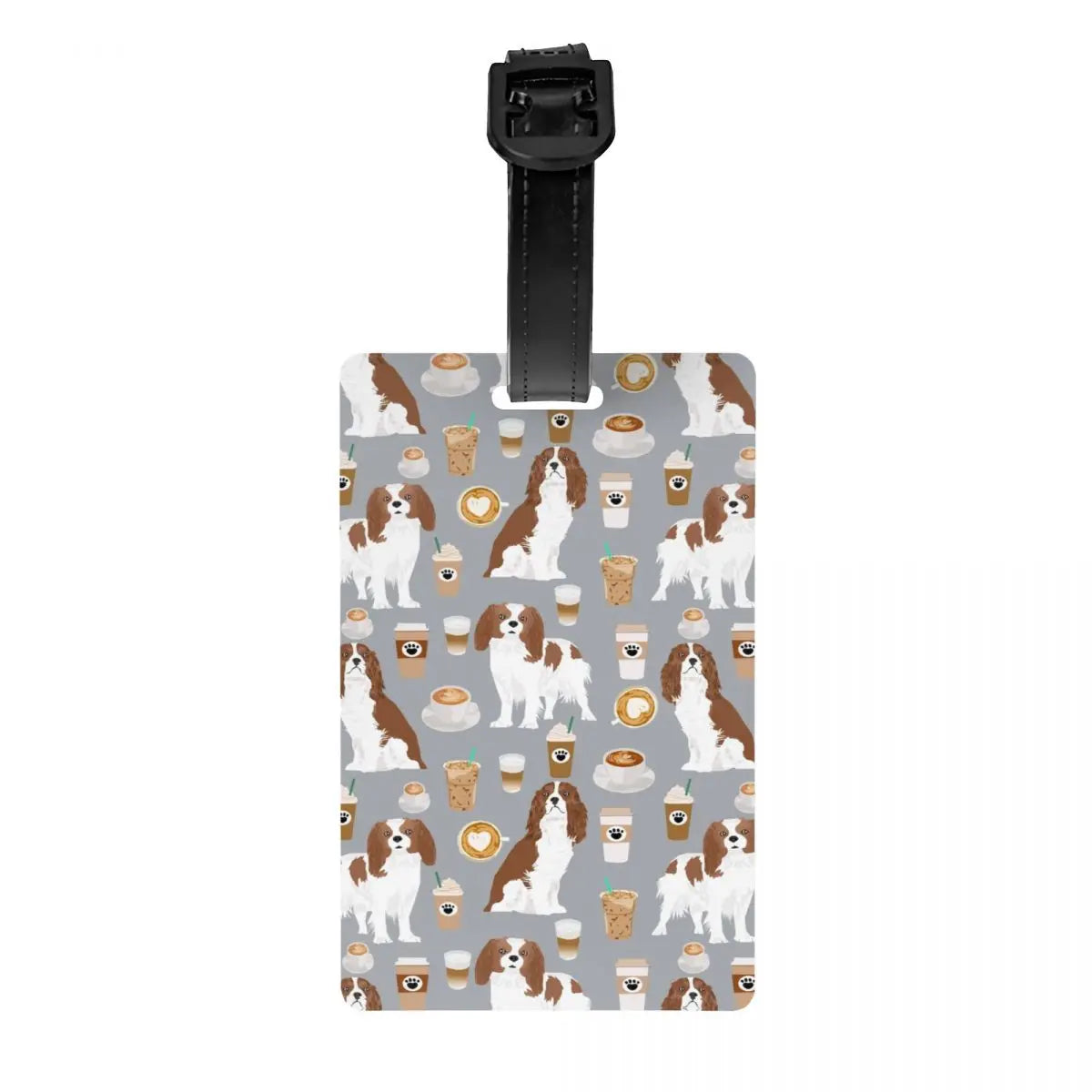 Custom Cavalier King Charles Spaniel Pet Portraits Art Luggage Tag Dog Suitcase Baggage Privacy Cover ID Label