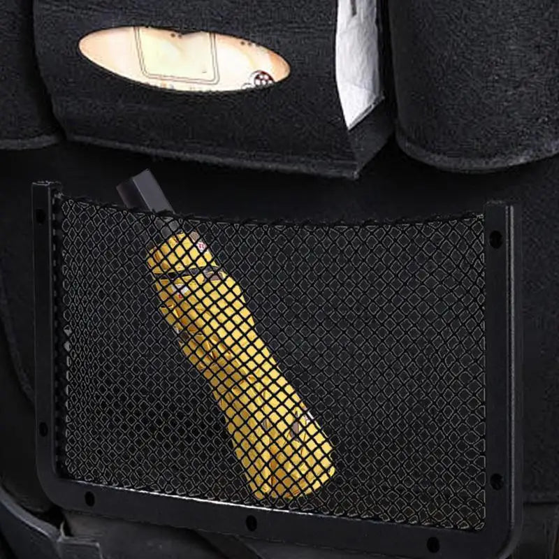 Mesh Cargo Net For Car ABS Frame Car RV Cargo Net Mesh Bag Boat Storage Pouch With Hooks Cell Phone Holder With Screws And Tape