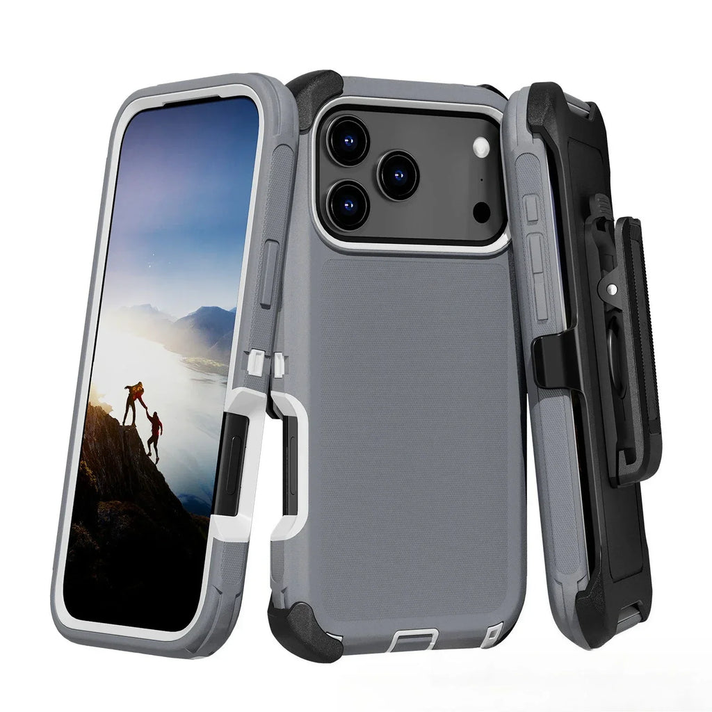Rugged Shockproof Case with Belt Clip 2-Tone Design Heavy Duty Protection Armor Shell for IPhone 17 Air 16 15 14 Plus 13 Pro Max