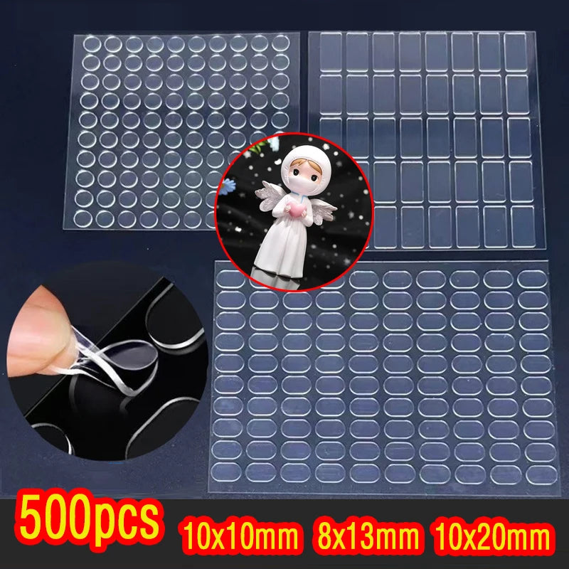 200/500pcs Clear Glue Oval Tape Double Sided Tape Adhesive Dots No Traces Doll Foot Fixed Sticker Waterproof DIY Crafts Fixing