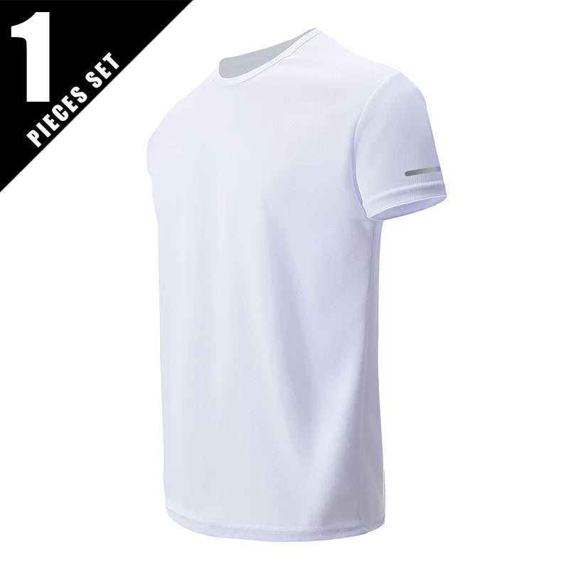 Men's Solid Color Short Sleeved SpringSummer Quick Drying Breathable Sports And Fitness Comfortable Plus Size Top Casual T-Shirt