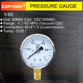 Y-60 Pressure Gauge Manometer Mechanical Dial Analog Bourdon Tube Industrial Hydraulic Water Pressure Meter