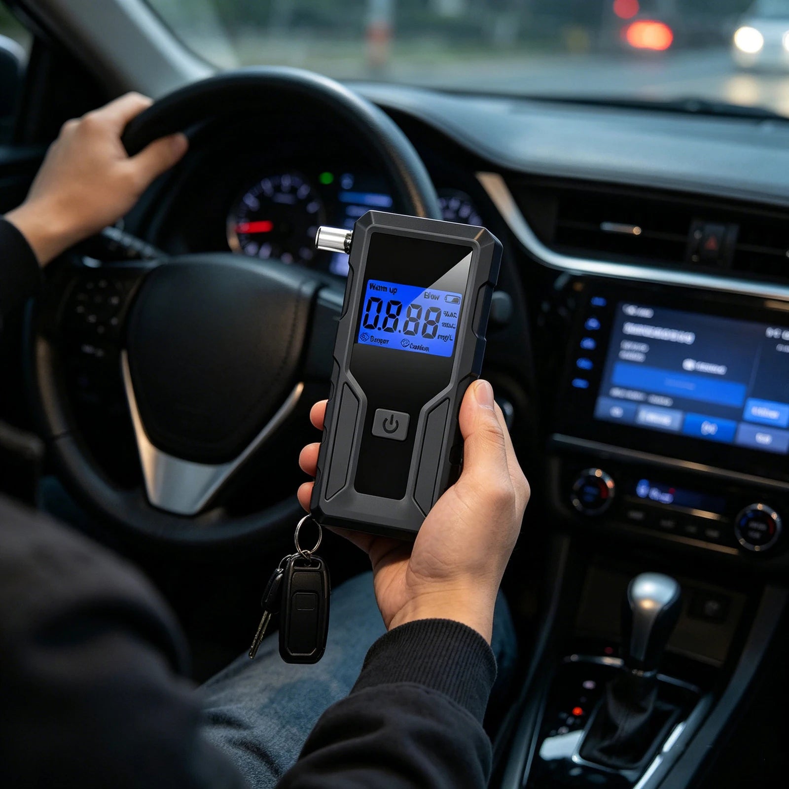 Portable Breathalyzer with 5 Replaceable Mouthpieces Breath Alcohol Detector for Driving Safety Party Travel and Home Use