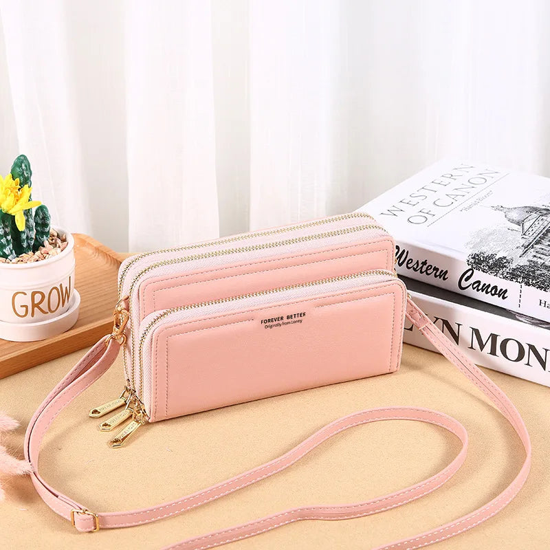 Ladies Wallet Double Layer Large Capacity Clutch Shoulder Bag Crossbody Mobile Phone Bag Coin Purse Card Holder Female Handbags