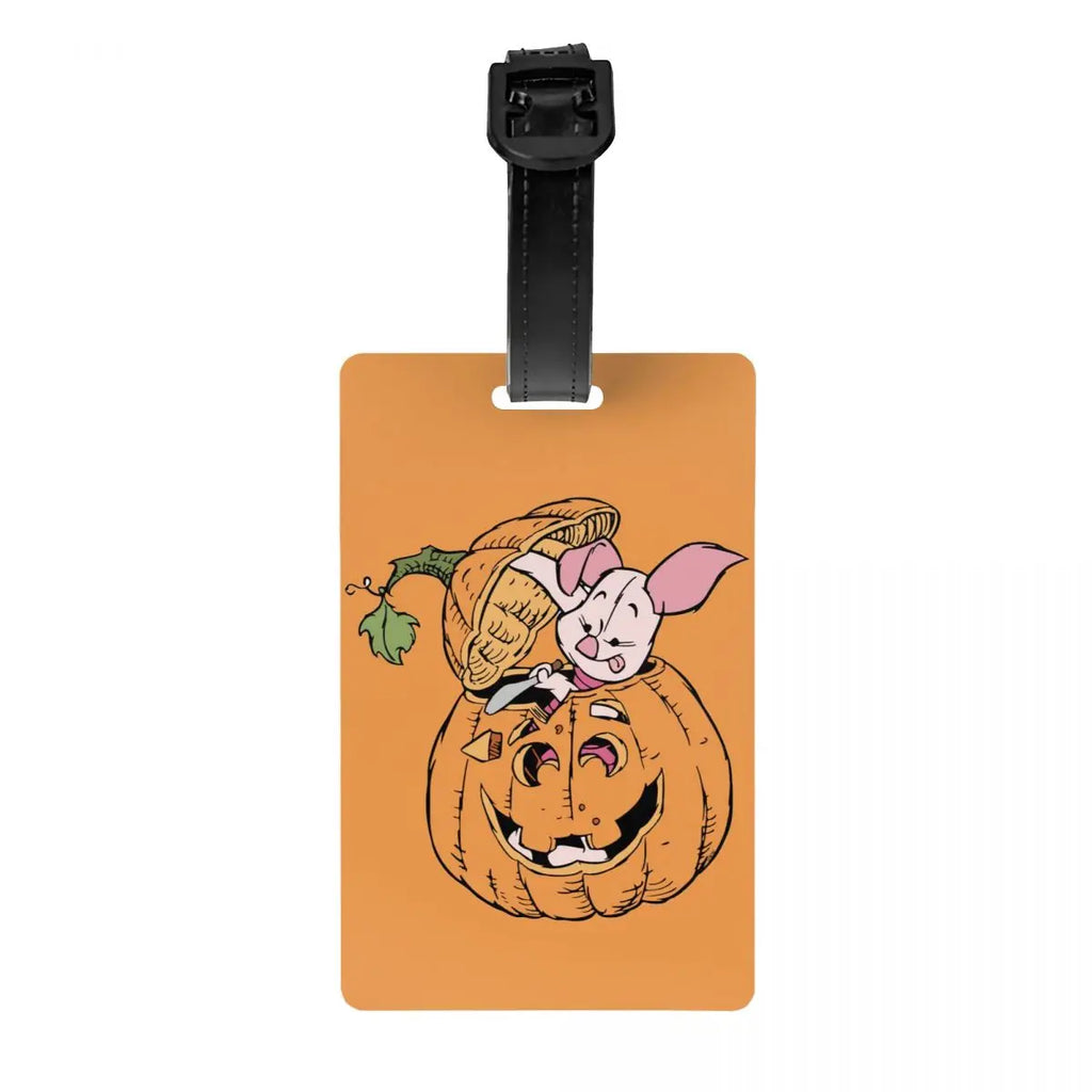 Custom Happy P-Piglets Anime Big Movie Luggage Tag With Name Card Privacy Cover ID Label for Travel Bag Suitcase