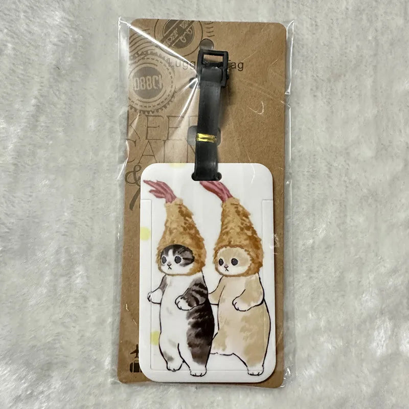 New Cute Shark Cat Luggage Tag Cartoon Anime PVC Bus Card Holder Cover Portable Travel Suitcase Label Antilost Address Card Tag