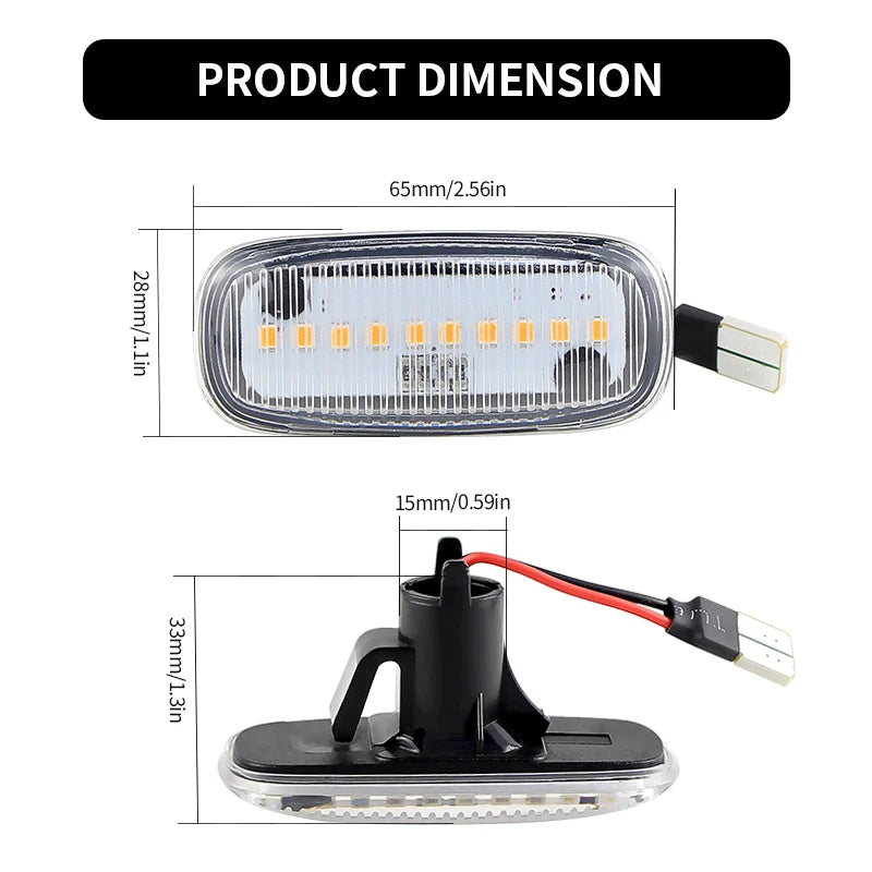 2PCS LED Side Marker Lights Canbus For Audi TT 98-06 A3 S3 97-00 B5 A4 S4 RS4 99-01 A6 C5 Allroad 2000-05 Turn Signal Lamps