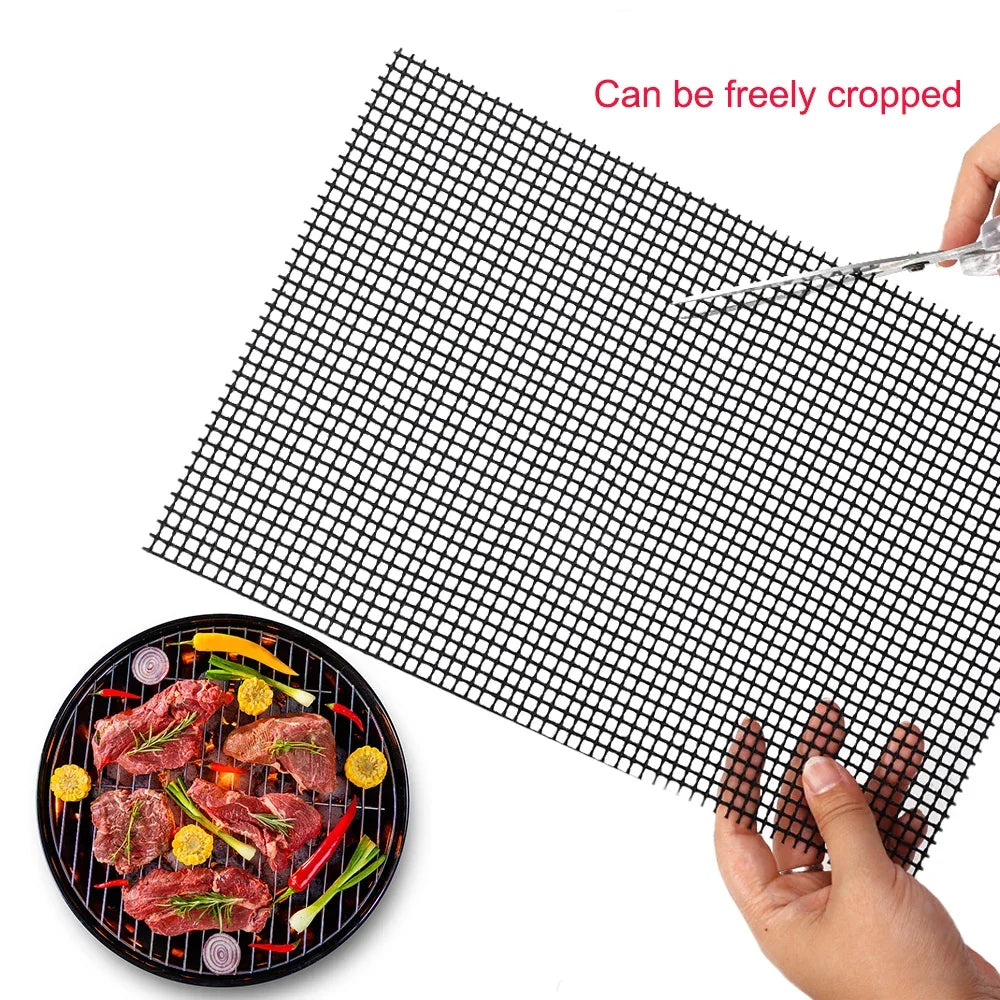 Non-Stick BBQ Grid Pad High Temperature Resistant Barbecue Mesh Reusable Easily Cleaned Cooking Pads Baking Grill Tool 40x30cm