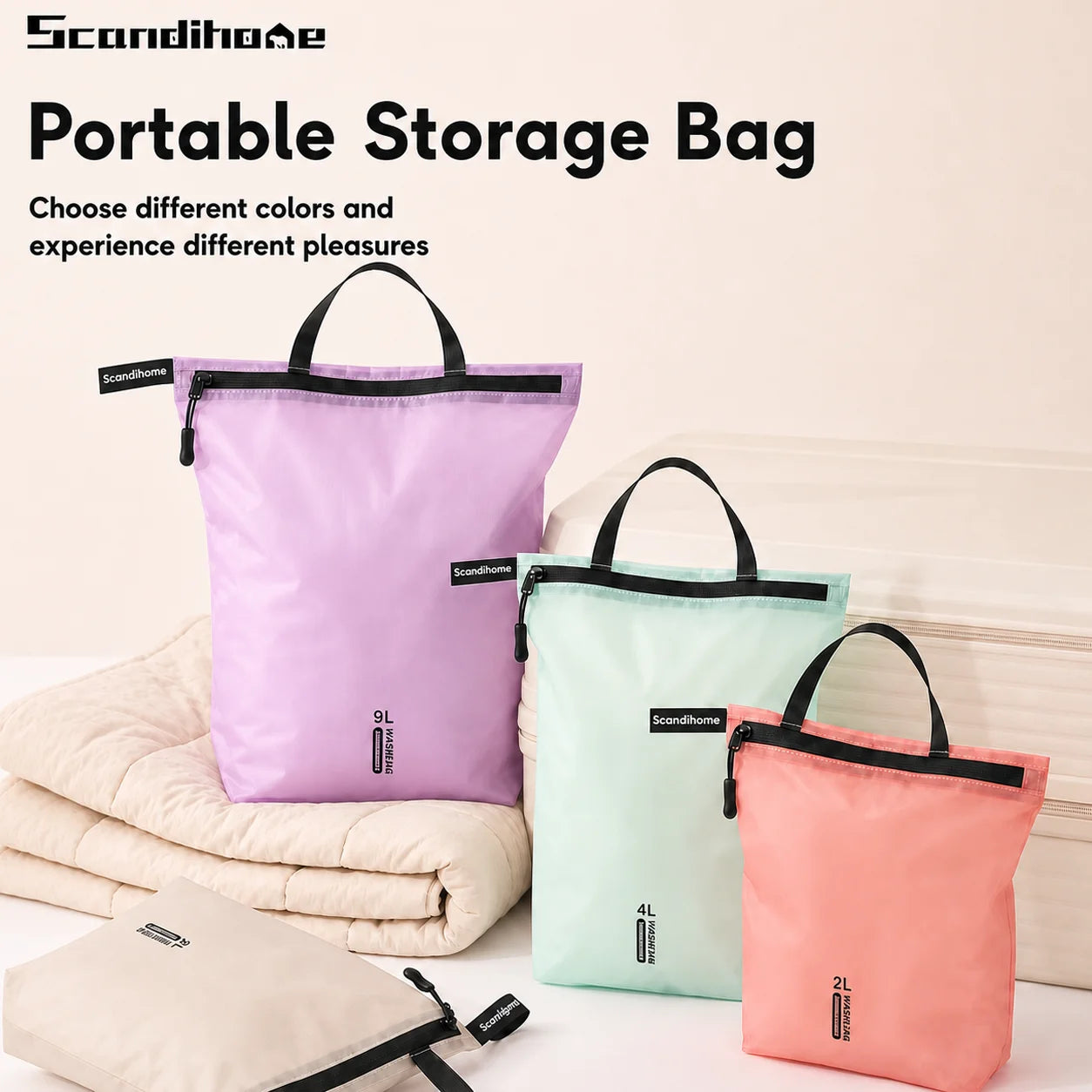 Waterproof Travel Handbag Storage Pouch Lightweight Clothes Organizer Zip Bag for Toiletries Socks Underwear Luggage