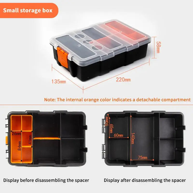 Multi Compartment Plastic Toolbox with 20 Grids Portable Storage Organizer for Tools Garage Repairs Home