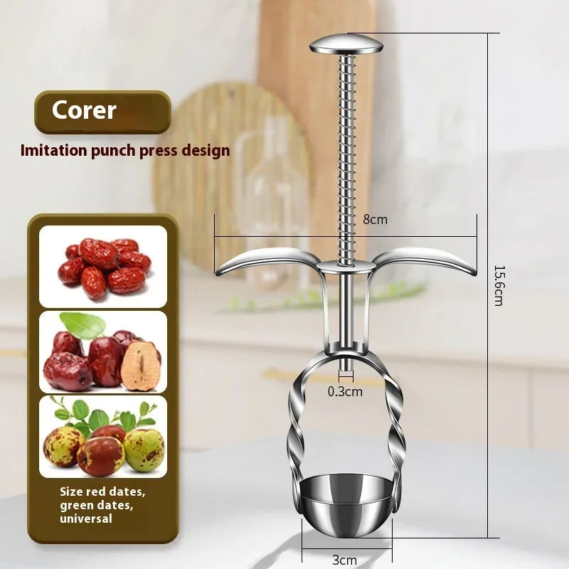 Hot Stainless Steel Cherry Olive Pitter Red Dates Jujube Core Remover Tools Multipurpose Fruit Corer Pit Kitchen Gadget Tools