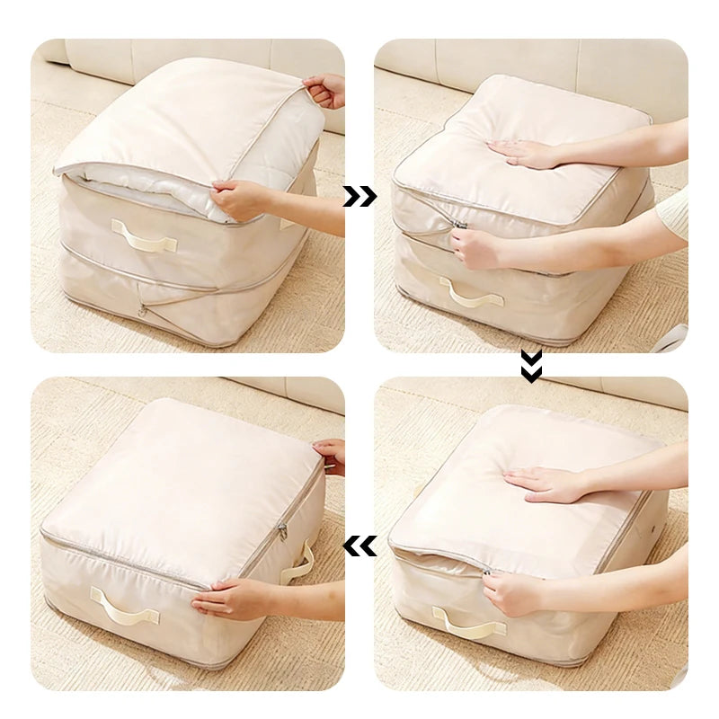 Compression Storage Bag Comforter Blanket Duvet Clothes Zipper Space Saver Home Large Dustproof Reusable Travel Closet Organizer