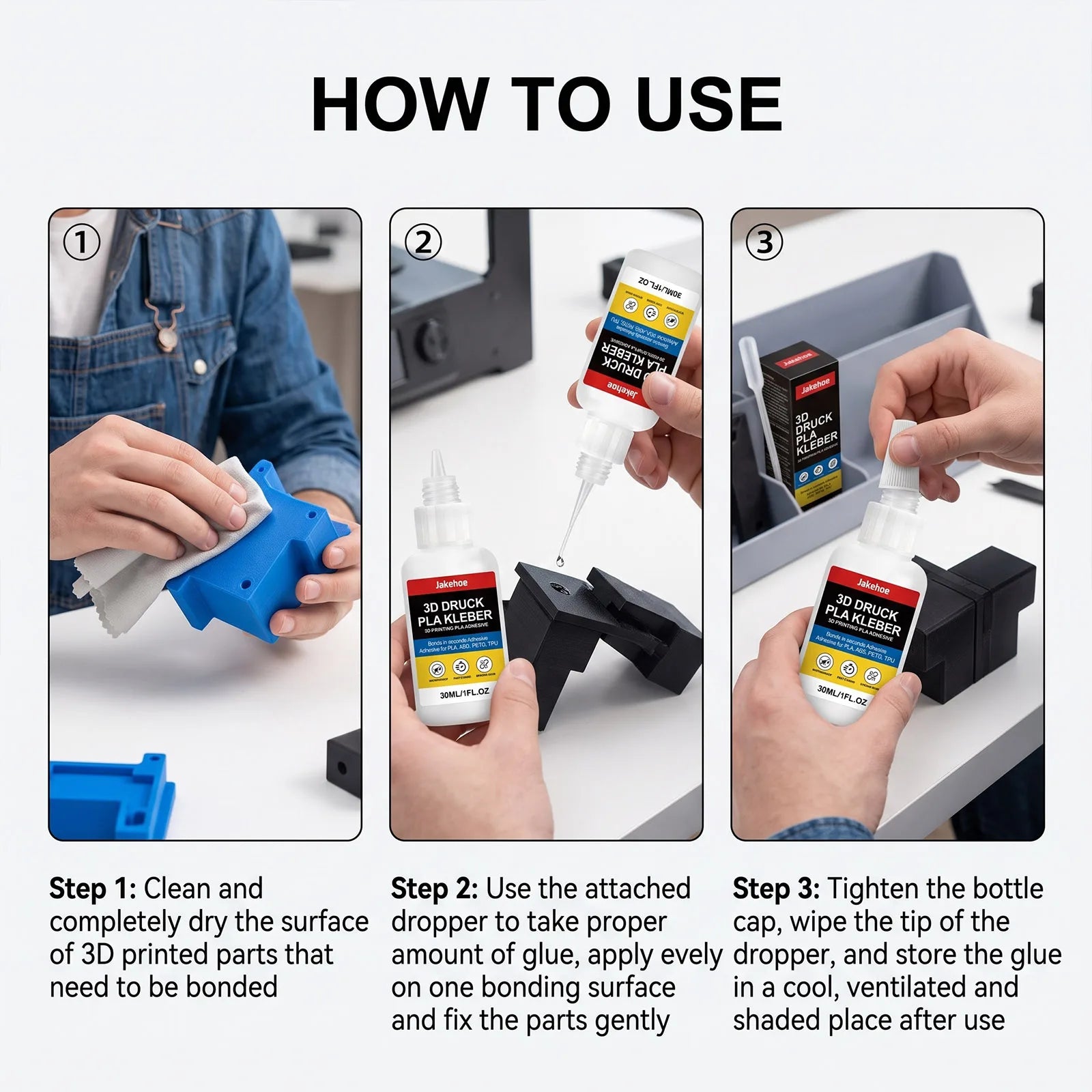 3D Printing Assembly Glue Low Odor Easy Apply Strong Bond Multi Material PLA ABS PETG Resin Model Craft Repair Adhesive