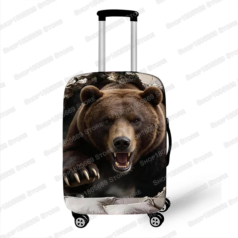 3D Animal Tiger / Lion / Wolf Bursting Through Wall Luggage Cover Elastic Trolley Case Covers Suitcase Protective Cover
