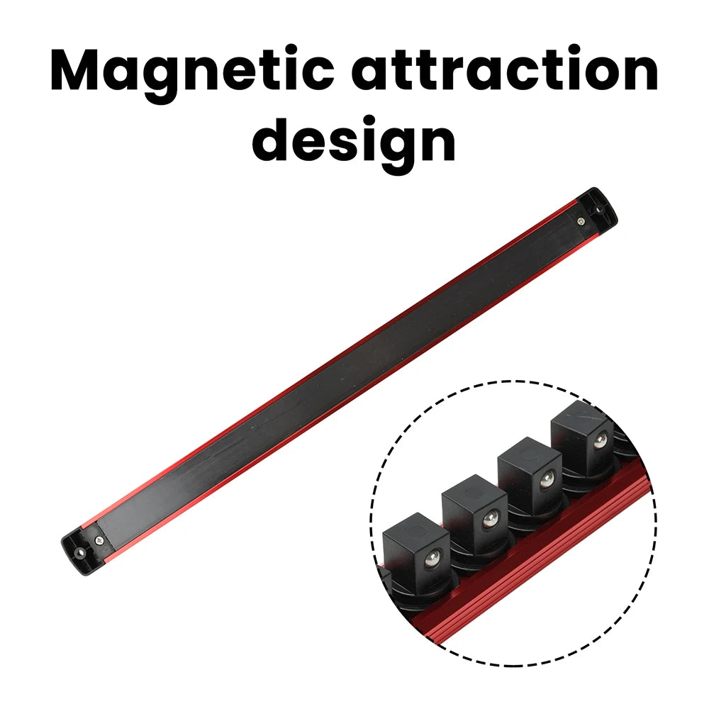Aluminum Magnetic 360° Swivel Socket Organizer 1/4Inch 3/8Inch 1/2Inch Drive Socket Organizer Rack Premium Clip Rail Holder